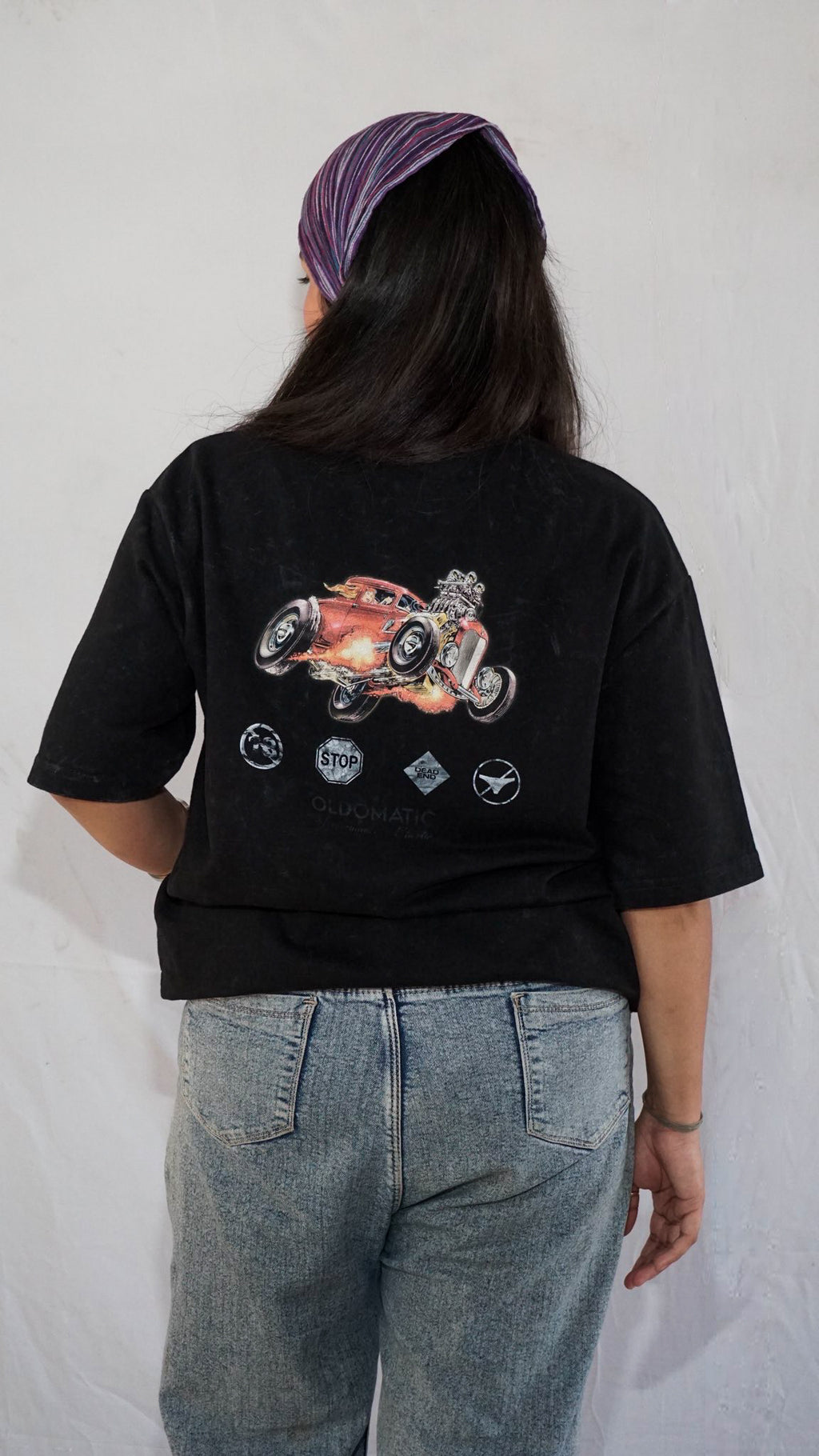 Redline Riot By Full Throttle In Acid Wash Black — Oversized Unisex T-Shirt | 100% Pure Cotton, 220 GSM