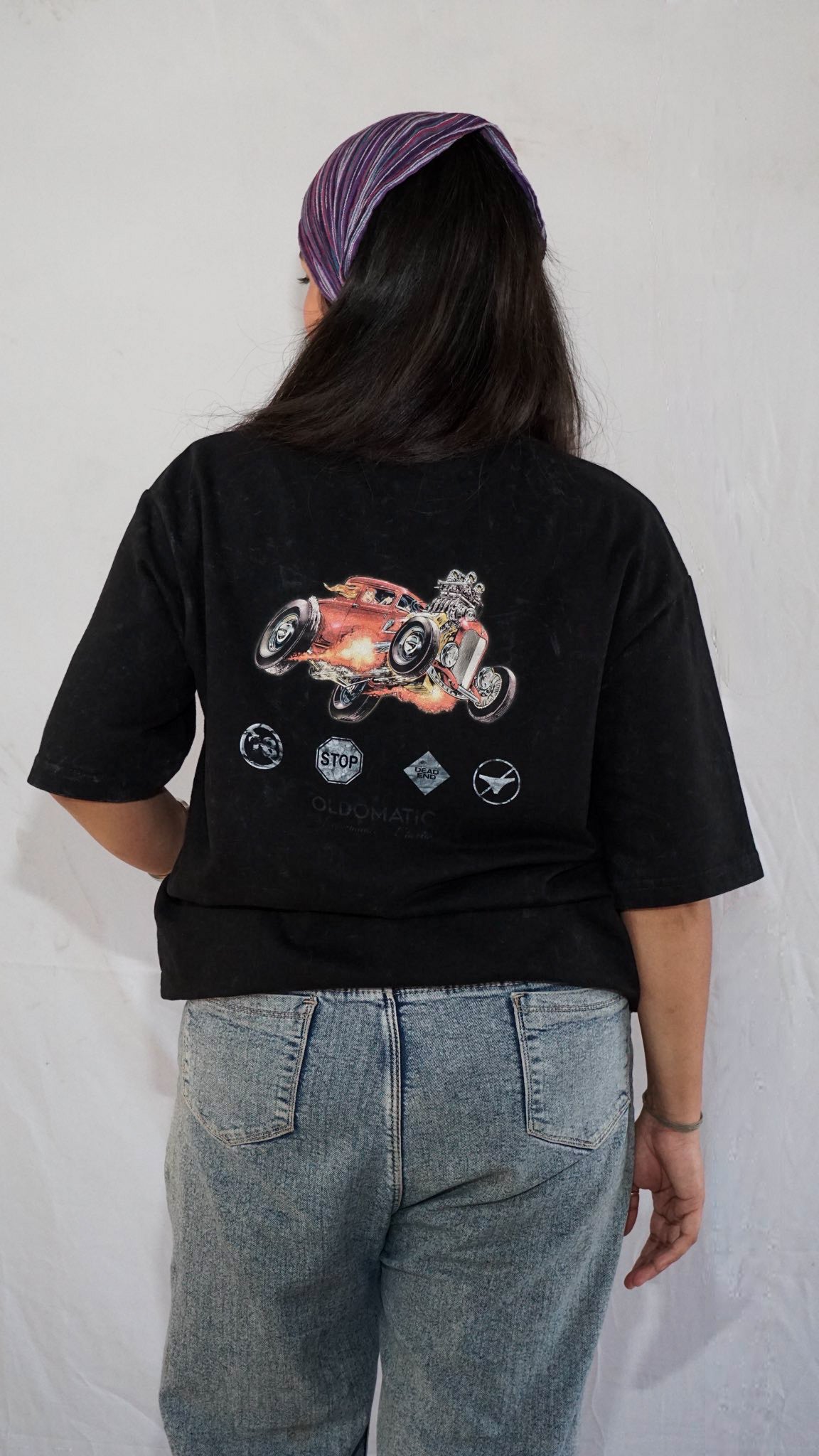 Redline Riot By Full Throttle In Acid Wash Black — Oversized Unisex T-Shirt | 100% Pure Cotton, 220 GSM