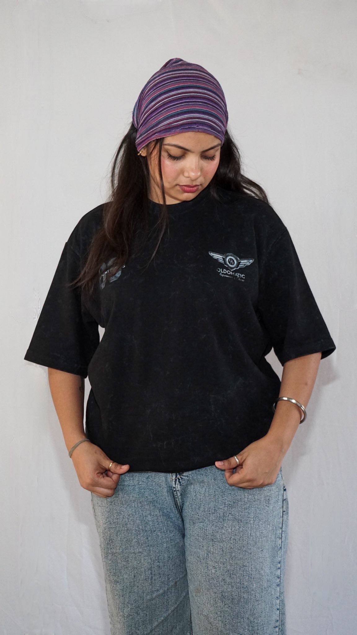 Redline Riot By Full Throttle In Acid Wash Black — Oversized Unisex T-Shirt | 100% Pure Cotton, 220 GSM