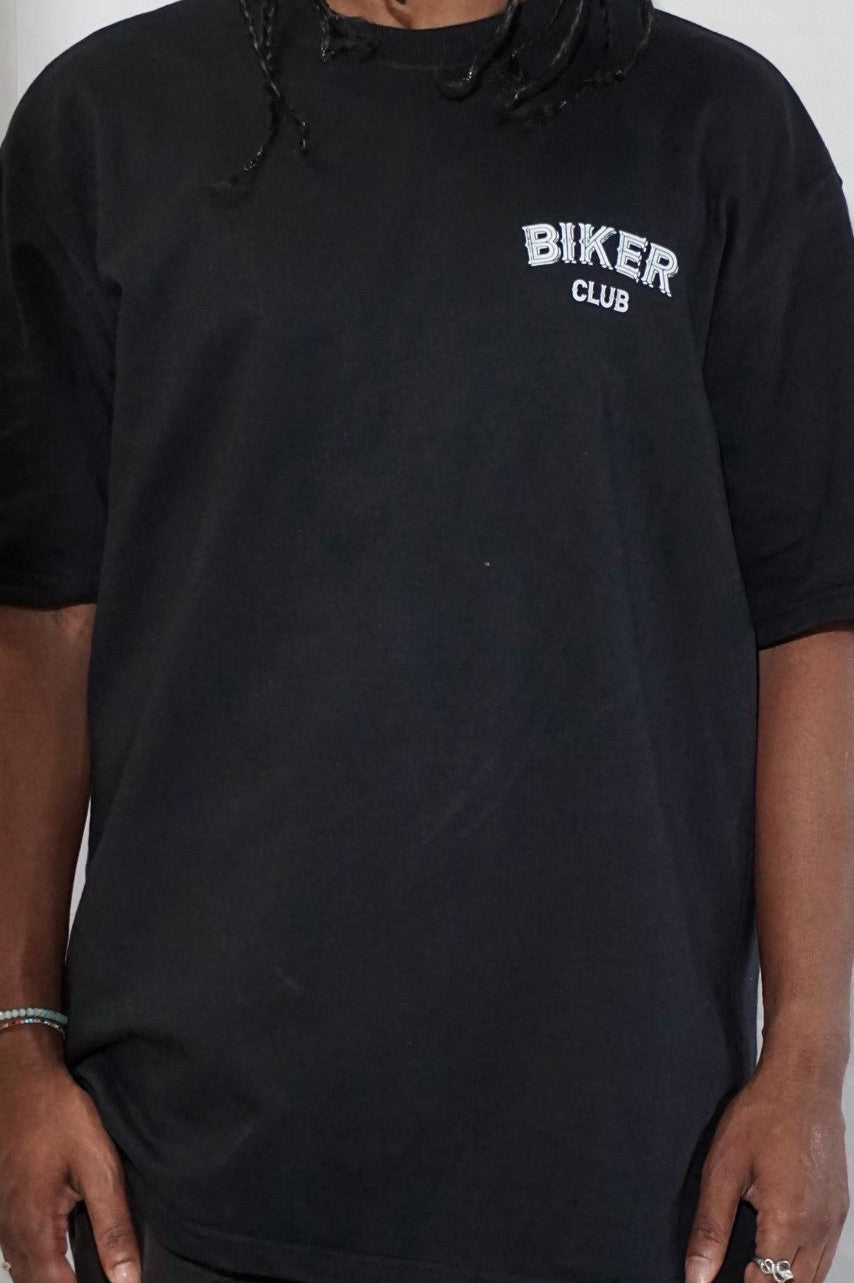 Biker Club By JOURNEY In Black — Oversized Unisex T-Shirt 100% Pure Cotton, 220 GSM