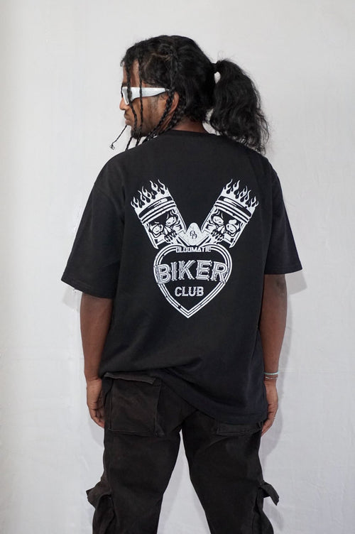 Biker Club By JOURNEY In Black — Oversized Unisex T-Shirt 100% Pure Cotton, 220 GSM