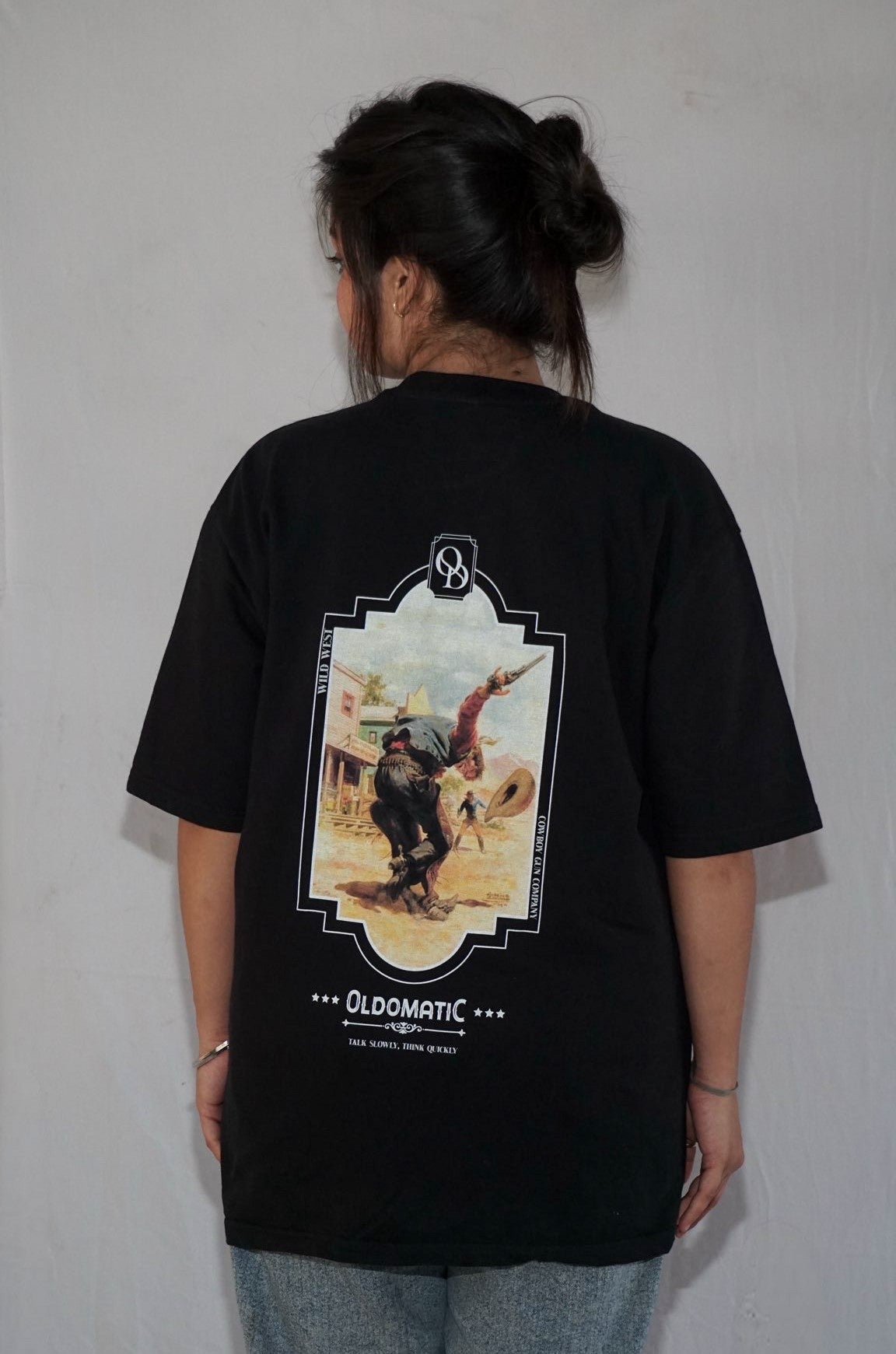 Gunfighter By Above Snake In Black — Oversized Unisex T-Shirt 100% Pure Cotton 220GSM