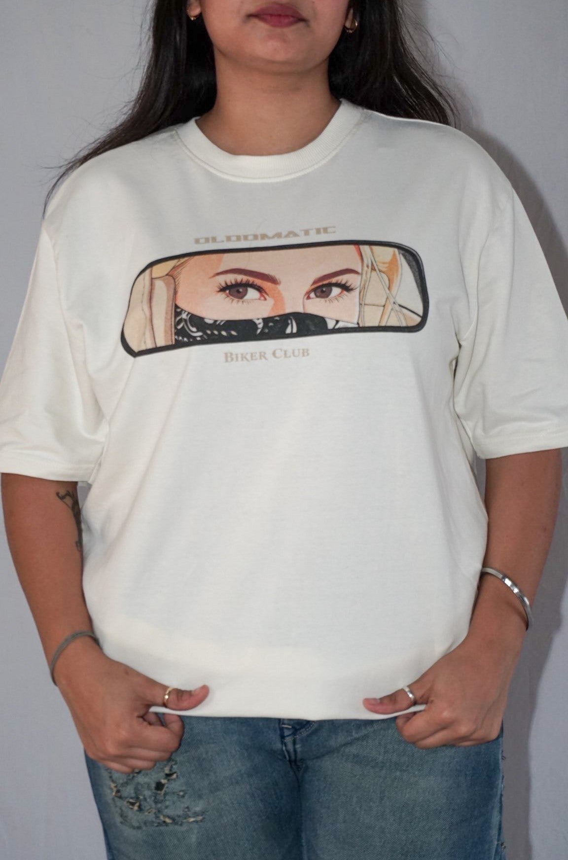 Outlaw Gaze By JOURNEY In Off-White — Oversized Unisex T-Shirt | 100% Pure Cotton, 220 GSM