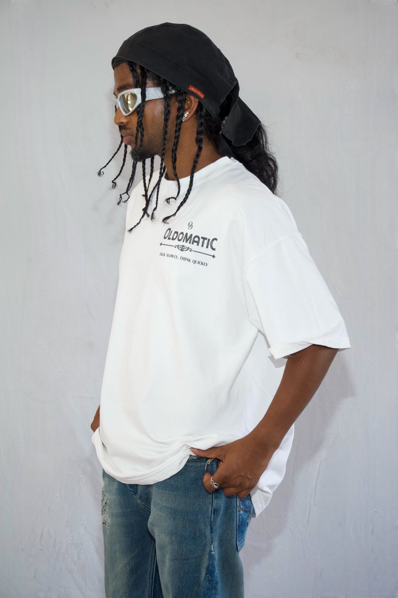 Gunfighter By Above Snake In White — Oversized Unisex T-Shirt 100% Pure Cotton 220GSM